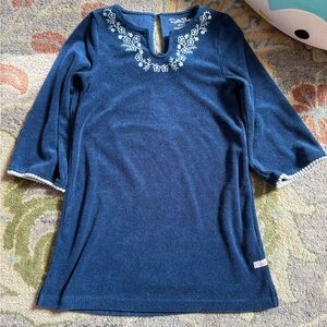 Ruffle Butts Navy Floral Embroidered Swim Cover Up